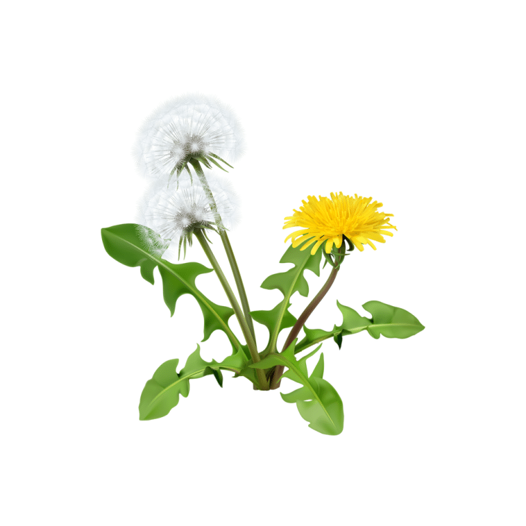 Makrofotografie von Wurzeln und Blättern von Taraxacum officinale